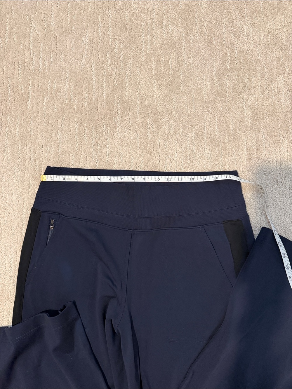 Athleta Venice wide leg pants, navy with black stripe, size large - Picture 5 of 11